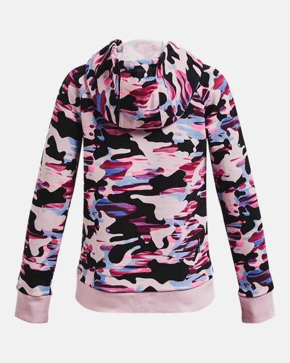 Girls' UA Rival Fleece Printed Hoodie, Pink, pdpMainDesktop image number 1